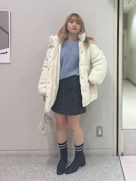 「FREE'S MART（フリーズマート）のアイテム（ダウンジャケット/コート）」を使った、17mfmさん（レディース・158cm）の冬コーディネート