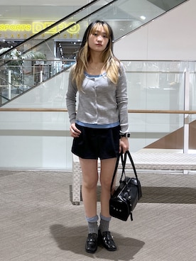 「FREE'S MART（フリーズマート）の◆プリーツショートパンツ（その他パンツ、ブラック系）」を使った、17mfmさん（レディース・158cm）の春コーディネート