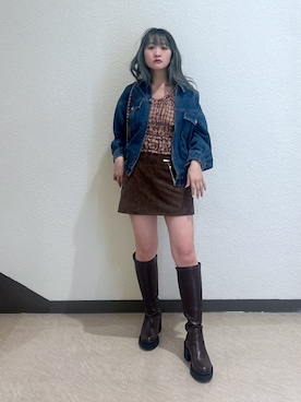 「アイテム（デニムジャケット）」を使った、17mfmさん（レディース・158cm）の秋コーディネート