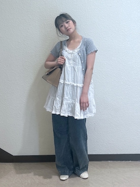 「アイテム（タンクトップ）」を使った、17mfmさん（レディース・158cm）の夏コーディネート
