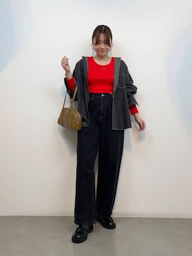 「カーブデニム」｜おはねさん（レディース・168cm）の秋コーディネート
