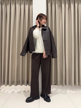 「SENSEOFPLACE」｜「アイテム（ブルゾン）」を使った、おはねさん（レディース・168cm）の秋コーディネート