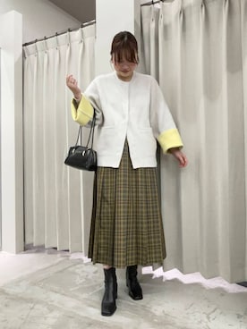 「アイテム（ノーカラーコート）」を使った、おはねさん（レディース・168cm）の秋コーディネート