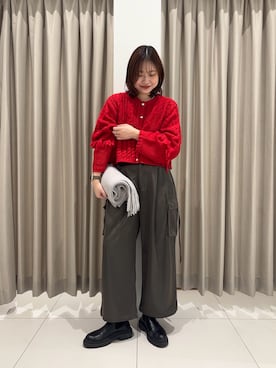 「赤アイテム」｜おはねさん（レディース・168cm）の秋コーディネート