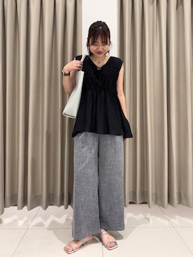 「イエベ」｜「アイテム（スラックス）」を使った、おはねさん（レディース・168cm）の夏コーディネート