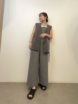 「ジレ」｜「アイテム（サロペット/オーバーオール）」を使った、おはねさん（レディース・168cm）の夏コーディネート