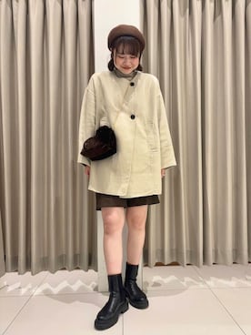 「アイテム（ノーカラーコート）」を使った、おはねさん（レディース・168cm）の秋コーディネート