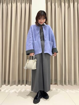「アイテム（ノーカラーコート）」を使った、おはねさん（レディース・168cm）の秋コーディネート
