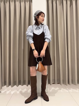 「SENSEOFPLACE」｜「アイテム（帽子）」を使った、おはねさん（レディース・168cm）の秋コーディネート