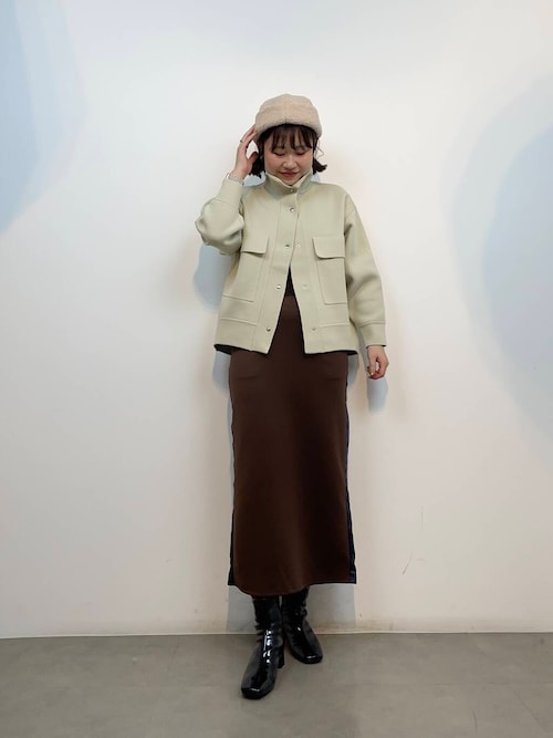 マスタードカラースタンドカラー アウター セール】スタンドカラーニットブルゾン（ブルゾン）｜SENSE OF