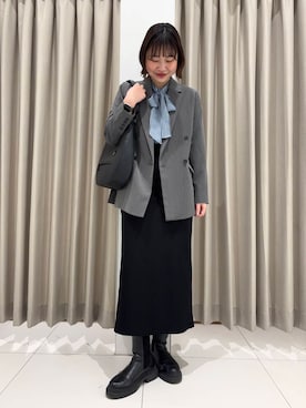 「ボウタイ」｜「アイテム（ジャケット/アウター）」を使った、おはねさん（レディース・168cm）の冬コーディネート