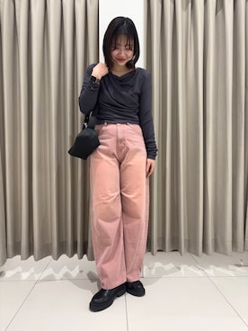 「カーブデニム」｜おはねさん（レディース・168cm）の冬コーディネート