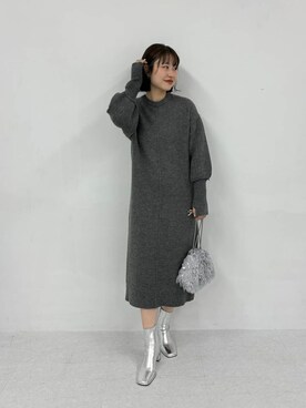「SENSE OF PLACE by URBAN RESEARCH（センスオブプレイスバイアーバンリサーチ）の『WEB/一部店舗限定』センターシームサムホールニットワンピース（ワンピース）」を使った、おはねさん（レディース・168cm）の秋コーディネート