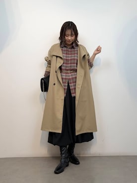 「アイテム（トレンチコート）」を使った、おはねさん（レディース・168cm）の秋コーディネート