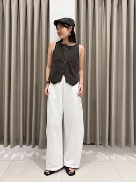 「アイテム（ハンチング/ベレー帽）」を使った、おはねさん（レディース・168cm）の夏コーディネート