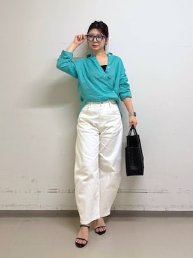 「メガネ」｜「アイテム（スリッポン）」を使った、AZUさん（レディース・164cm）の春コーディネート