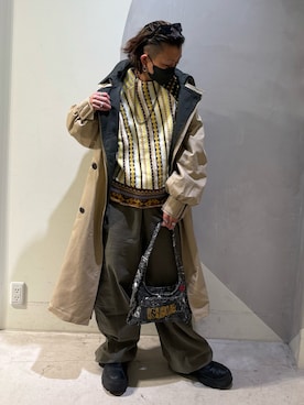 「アイテム（トレンチコート）」を使った、Desigual銀座STAFFさん（レディース・157cm）の秋コーディネート