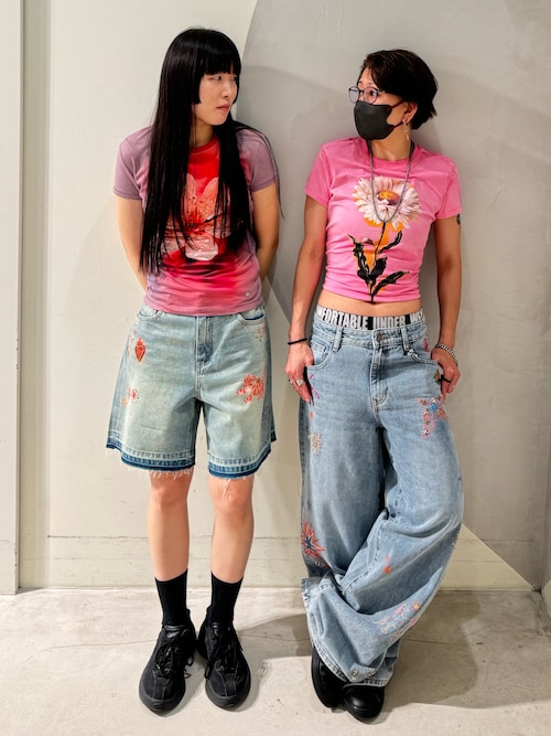 新品 定価17900円 デシグアル 綿100 プリント刺繍トップス  大特価 Desigual（デシグアル） tシャツ 桜フォトプリントリンガーTシャツ
