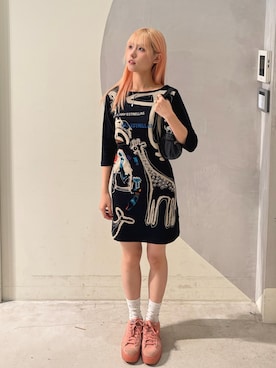 「Desigual（デシグアル）のアイテム（ワンピース、ブラック系）」を使った、Desigual銀座STAFFさん（メンズ・177cm）の夏コーディネート