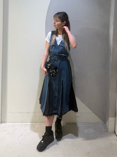 の*ん様 【まとめ売り】Desigual デニム・ワンピース・タイトスカート バイカラー切り替え ベルト付き デニムノースリーブワンピース 2026年