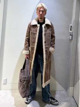 「アイテム（ムートンコート）」を使った、Desigual銀座STAFFさん（メンズ・178cm）の秋コーディネート