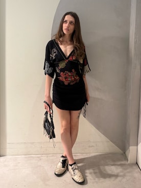 「Desigual（デシグアル）のアイテム（ワンピース/ドレス、ブラック系）」を使った、Desigual銀座STAFFさん（メンズ・177cm）の夏コーディネート