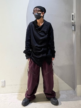 「アイテム（パンツ、レッド系）」を使った、Desigual銀座STAFFさん（レディース・157cm）の秋コーディネート