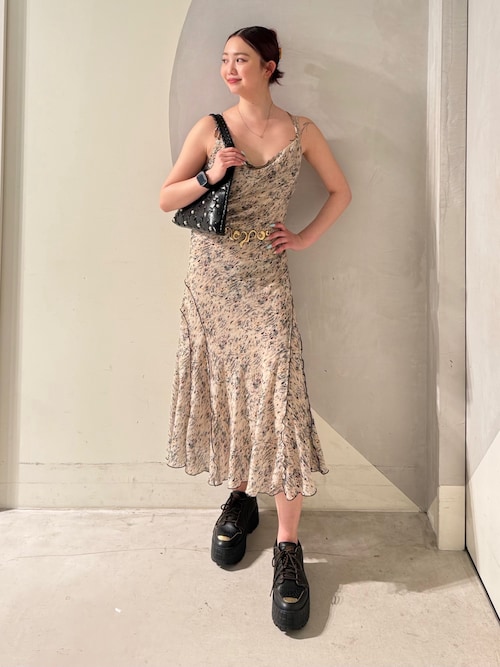 Desigual（デシグアル） ワンピース 小花マーブルトリムキャミマキシ