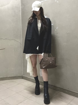 「EVRIS（エヴリス）のアイテム」を使った、RIAさん（レディース・162cm）の春コーディネート