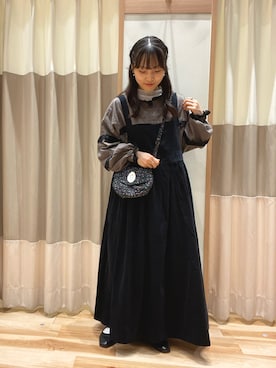 「ゆべしコラボ」｜「アイテム（ワンピース/ドレス）」を使った、あずまみかさん（レディース・153cm）の秋コーディネート