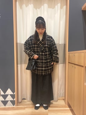「Samansa Mos2 blue（サマンサモスモスブルー）のアイテム（その他アウター）」を使った、あずまみかさん（レディース・153cm）の秋コーディネート