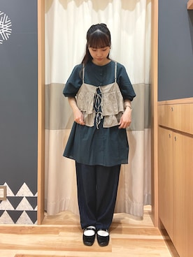 「アツいコーデ全部見せ」｜「アイテム（チュニック）」を使った、あずまみかさん（レディース・153cm）の夏コーディネート