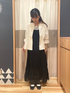 「襟付きトップス」｜「アイテム（ワンピース/ドレス）」を使った、あずまみかさん（レディース・153cm）の夏コーディネート