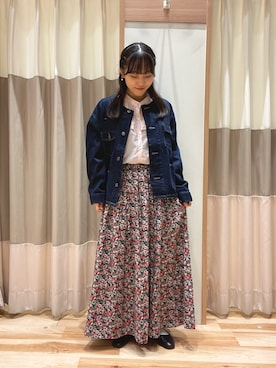 「サマンサ モスモス(Samansa Mos2)」｜「アイテム（デニムジャケット）」を使った、あずまみかさん（レディース・153cm）の秋コーディネート