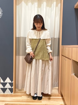 「襟付きトップス」｜「アイテム（その他）」を使った、あずまみかさん（レディース・153cm）の秋コーディネート
