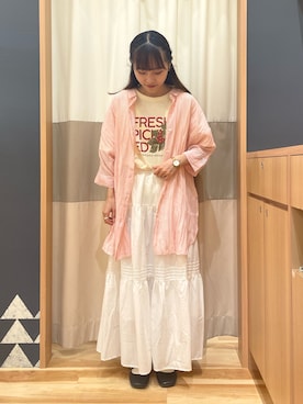 「爽やかコーデ」｜「アイテム（チュニック）」を使った、あずまみかさん（レディース・153cm）の夏コーディネート