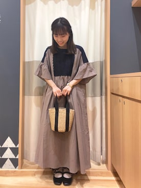 「Samansa Mos2（サマンサ モスモス）のモチーフレースワンピース（ワンピース）」を使った、あずまみかさん（レディース・153cm）の春コーディネート