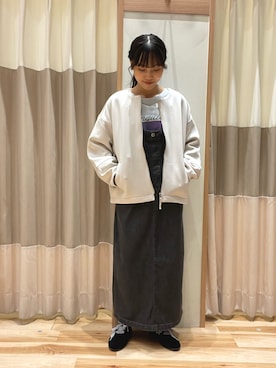 「Samansa Mos2 blue（サマンサモスモスブルー）のアイテム（ノーカラージャケット）」を使った、あずまみかさん（レディース・153cm）の秋コーディネート