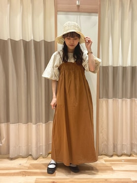 「Samansa Mos2 blue（サマンサモスモスブルー）のアイテム（ワンピース、オレンジ系）」を使った、あずまみかさん（レディース・153cm）の夏コーディネート