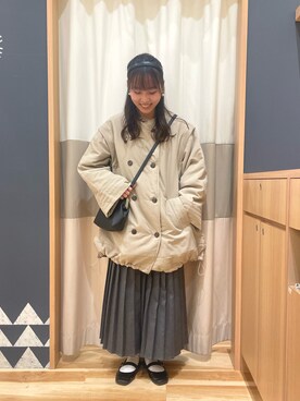 「ダブルボタン」｜「アイテム（その他アウター）」を使った、あずまみかさん（レディース・153cm）の冬コーディネート