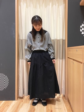 「Samansa Mos2（サマンサ モスモス）の配色前後2WAYブラウス（シャツ/ブラウス）」を使った、あずまみかさん（レディース・153cm）の冬コーディネート