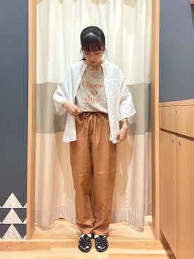 「Samansa Mos2 blue（サマンサモスモスブルー）のアイテム（パンツ、オレンジ系）」を使った、あずまみかさん（レディース・153cm）の夏コーディネート