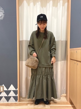 「Samansa Mos2 blue（サマンサモスモスブルー）のアイテム（帽子）」を使った、あずまみかさん（レディース・153cm）の冬コーディネート