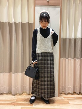 「Samansa Mos2 blue（サマンサモスモスブルー）のアイテム（ハンドバッグ）」を使った、あずまみかさん（レディース・153cm）の冬コーディネート