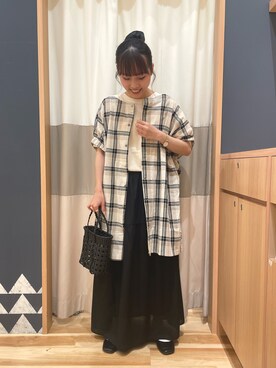 「ラフコーデ」｜「アイテム（チュニック）」を使った、あずまみかさん（レディース・153cm）の夏コーディネート