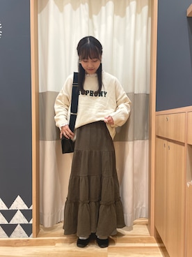 「Samansa Mos2（サマンサ モスモス）の襟刺繍シャーリング前後2WAYブラウス（シャツ/ブラウス）」を使った、あずまみかさん（レディース・153cm）の冬コーディネート