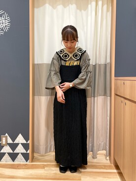 「フレアスリーブ」｜「アイテム（その他）」を使った、あずまみかさん（レディース・153cm）の秋コーディネート