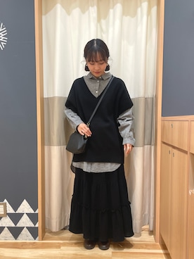「秋冬コーデ」｜「アイテム（チュニック）」を使った、あずまみかさん（レディース・153cm）の冬コーディネート