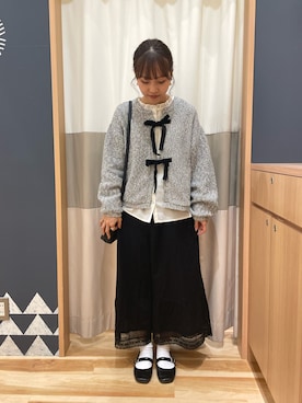 「レースパンツ」｜「アイテム（ノーカラージャケット）」を使った、あずまみかさん（レディース・153cm）の秋コーディネート