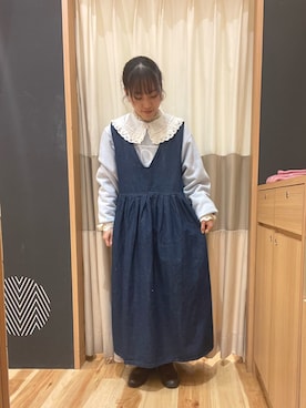 「襟付きトップス」｜「アイテム（ワンピース/ドレス）」を使った、あずまみかさん（レディース・153cm）の冬コーディネート